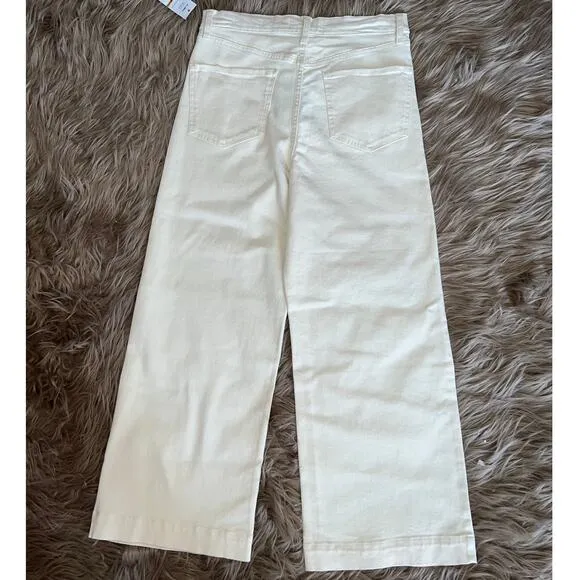 Sam Edelman Codie High Rise Wide Leg Ankle Jeans Cream size 29/8