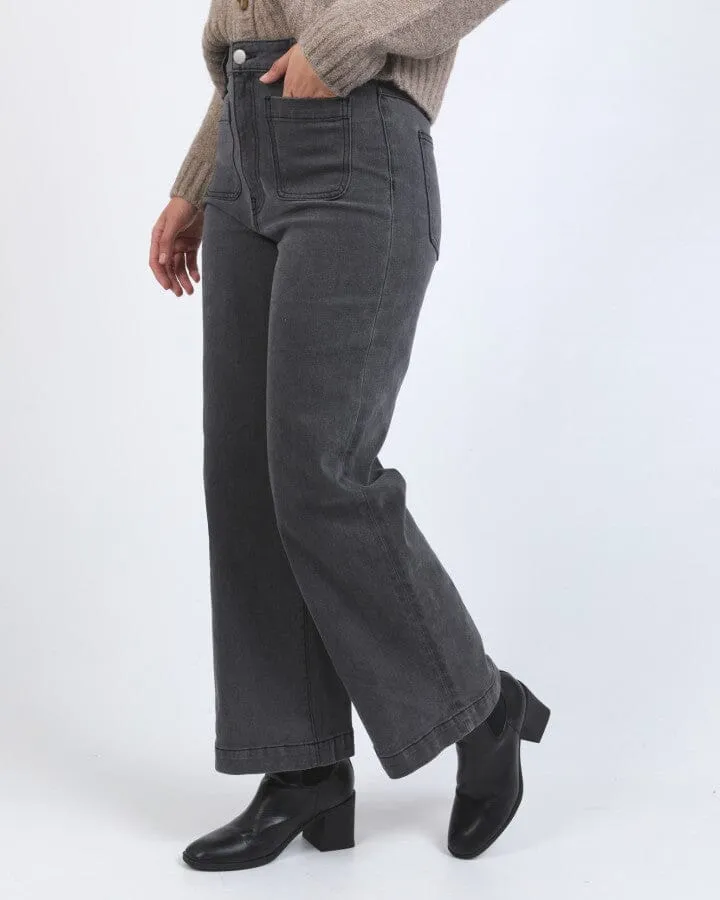 SARAH WIDE LEG JEAN WASHED BLACK