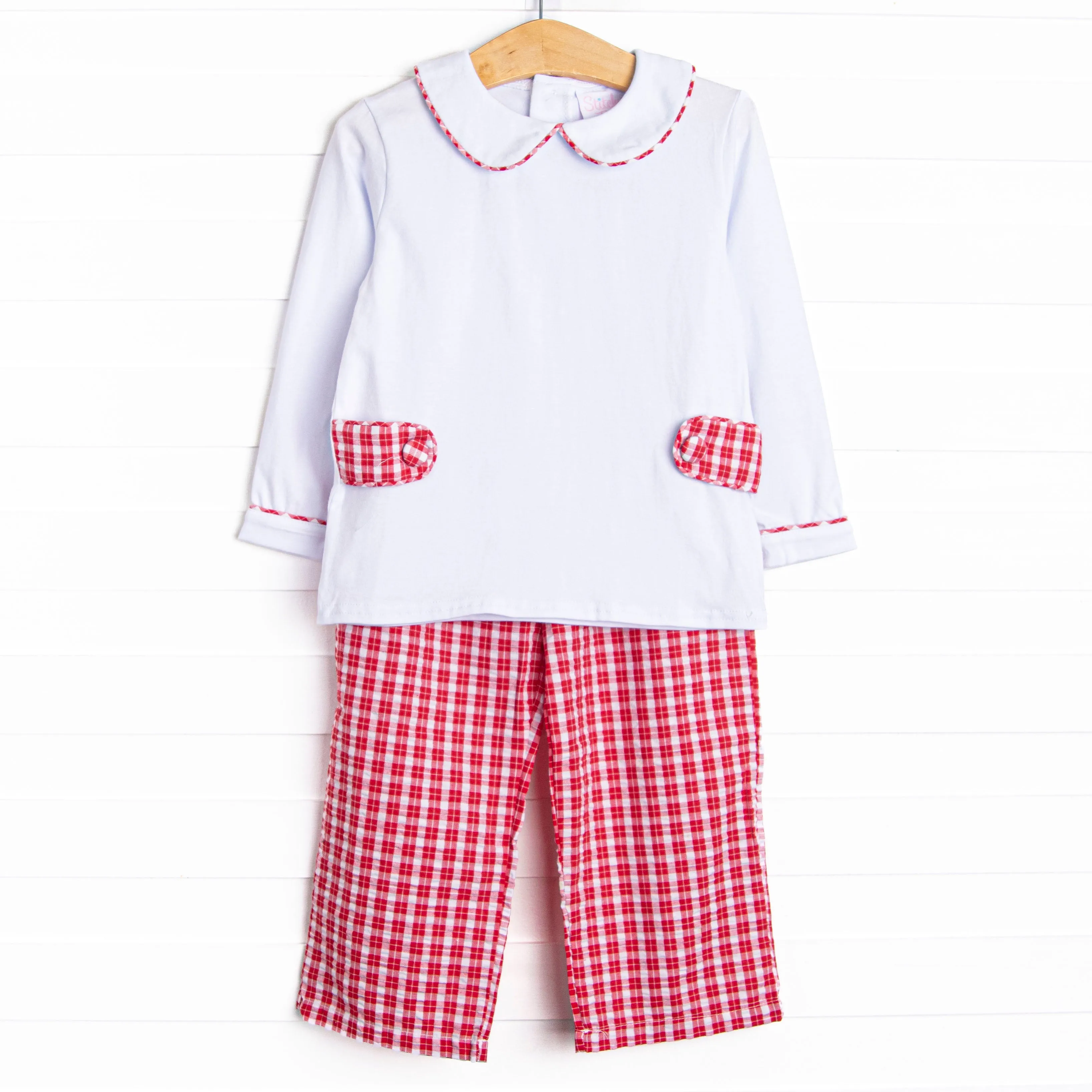 Seasons in Scarlet Pant Set, Red Plaid