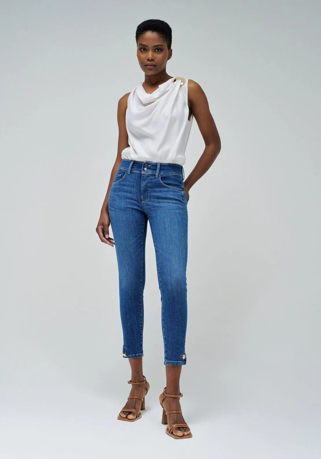 Secret Cropped Skinny Jeans - Blue