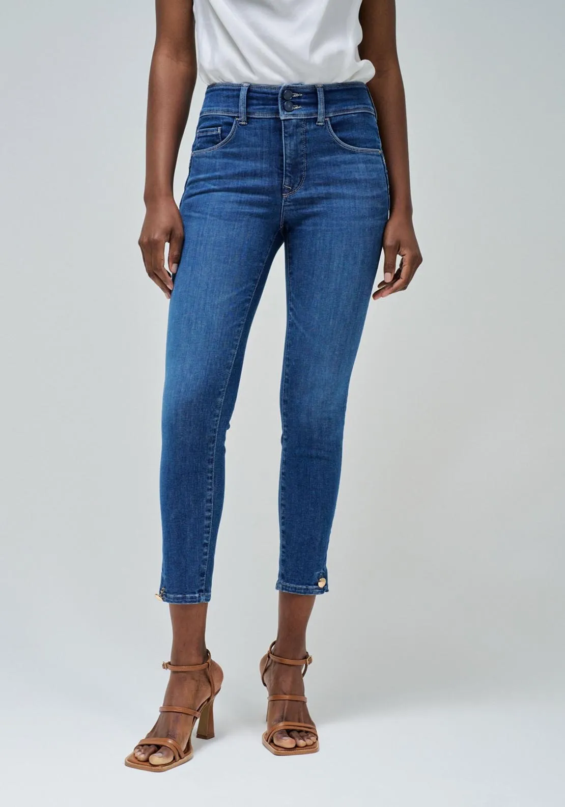 Secret Cropped Skinny Jeans - Blue