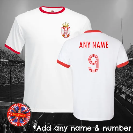 Serbia Personalised Football Ringer T-shirt