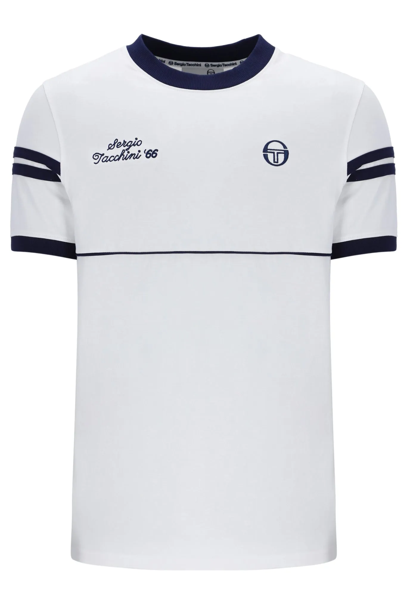 Sergio Tacchini Orion Davis Ringer Tee In White/Maritime Blue