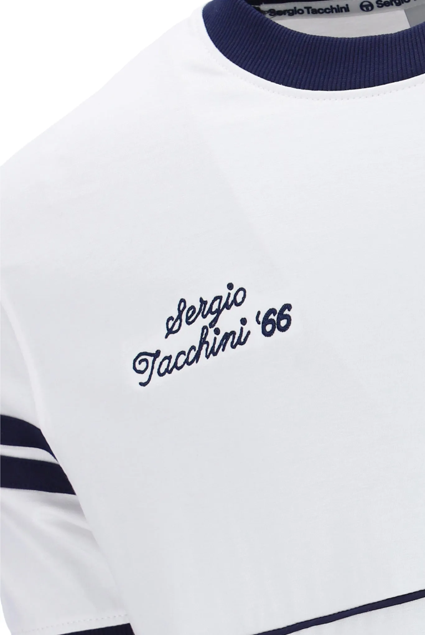 Sergio Tacchini Orion Davis Ringer Tee In White/Maritime Blue