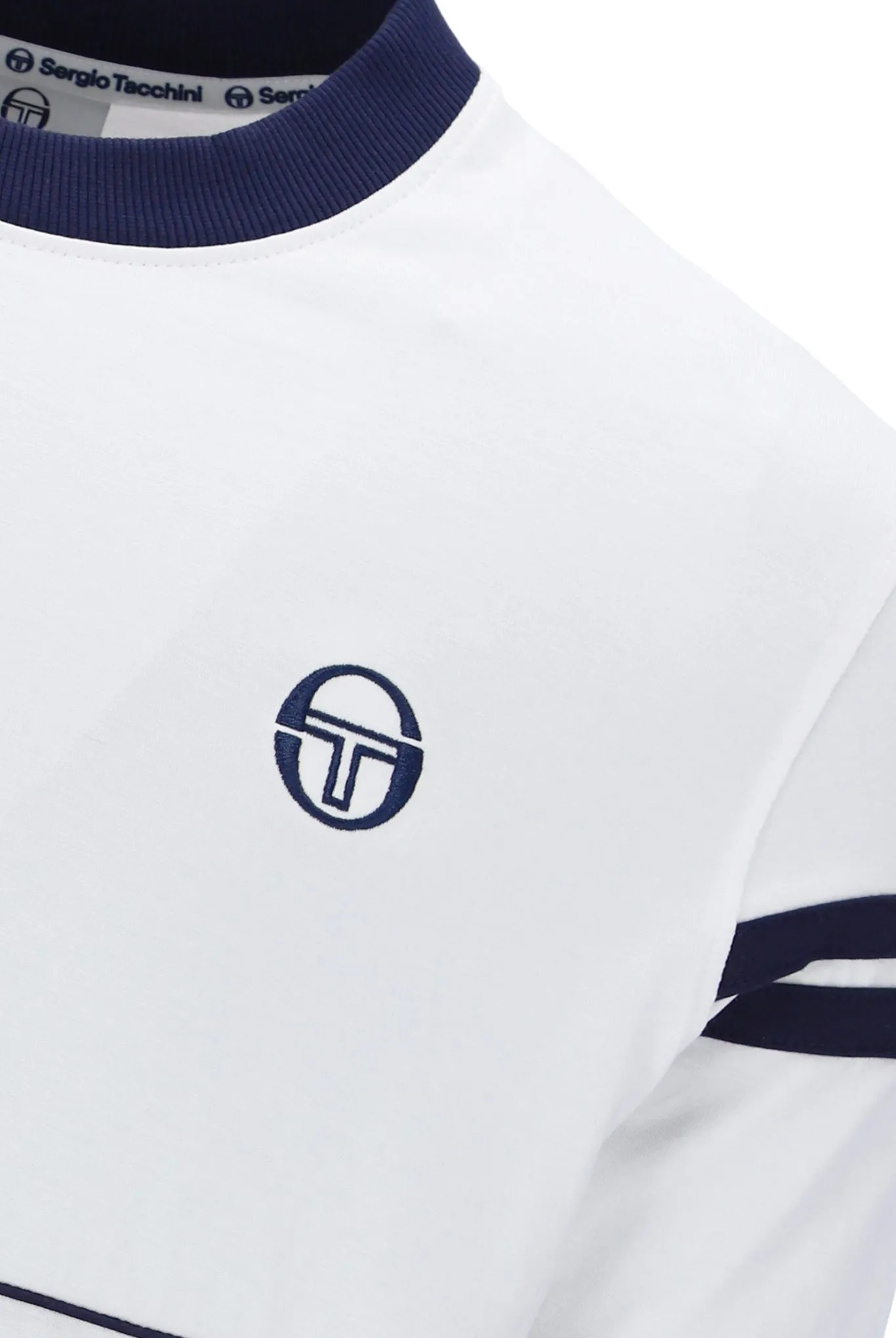Sergio Tacchini Orion Davis Ringer Tee In White/Maritime Blue