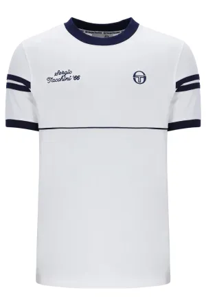 Sergio Tacchini Orion Davis Ringer Tee In White/Maritime Blue