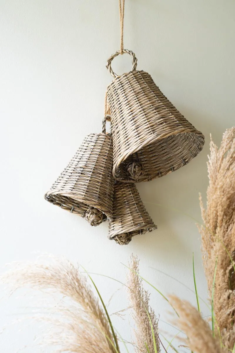 Set of 3 Woven Willow Christmas Bells (Pack of 2)