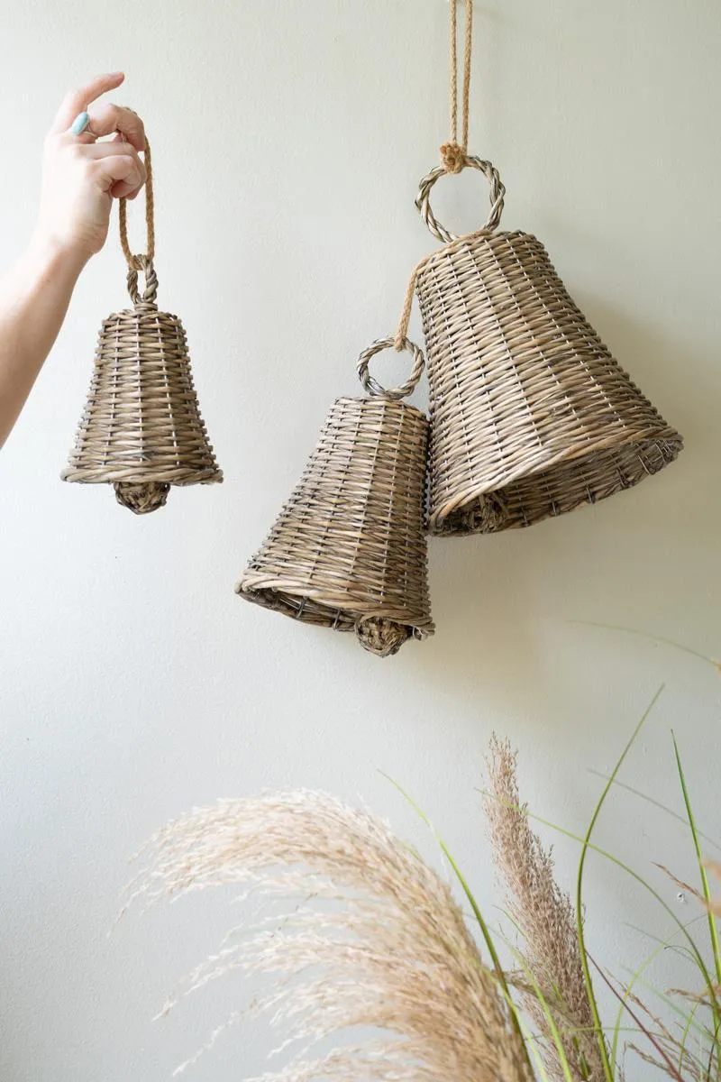 Set of 3 Woven Willow Christmas Bells (Pack of 2)