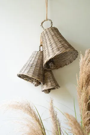 Set of 3 Woven Willow Christmas Bells (Pack of 2)