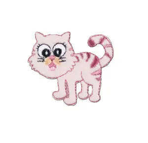 Sew On Motifs Lace Jeans Dresses Garments Appliques Patches 4.2 cm -Pink Cat