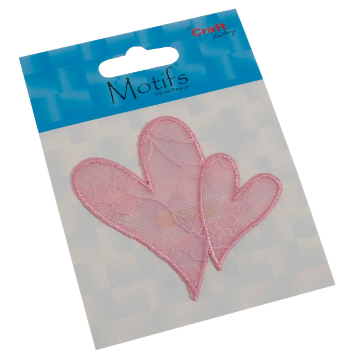 Sew On Motifs Lace Jeans Dresses Garments Appliques Patches 6cm -Two Pink Hearts
