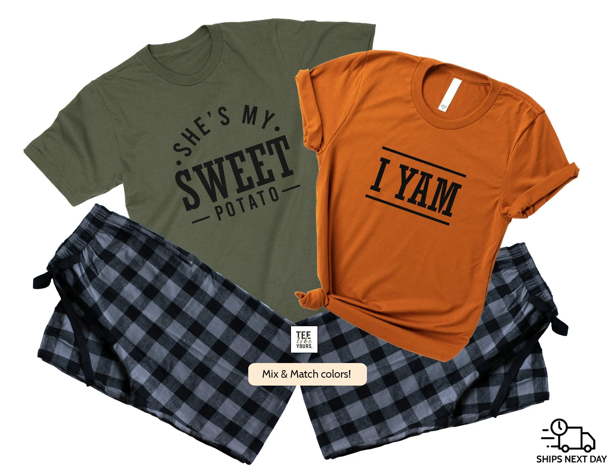 She's My Sweet Potato & I Yam, Matching Fall Pajamas for couples, Thanksgiving gift for Him, Couple loungewear, October Anniversary Gift