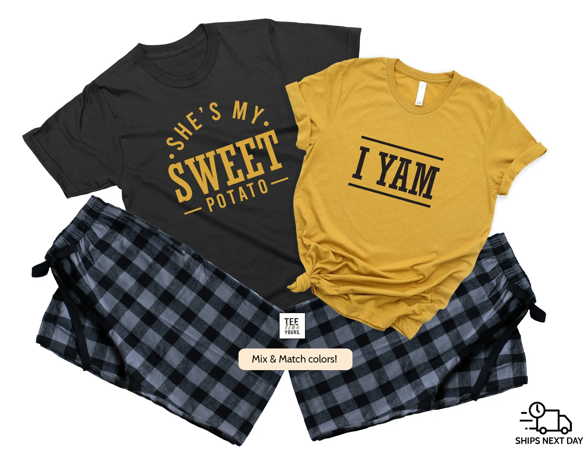 She's My Sweet Potato & I Yam, Matching Fall Pajamas for couples, Thanksgiving gift for Him, Couple loungewear, October Anniversary Gift