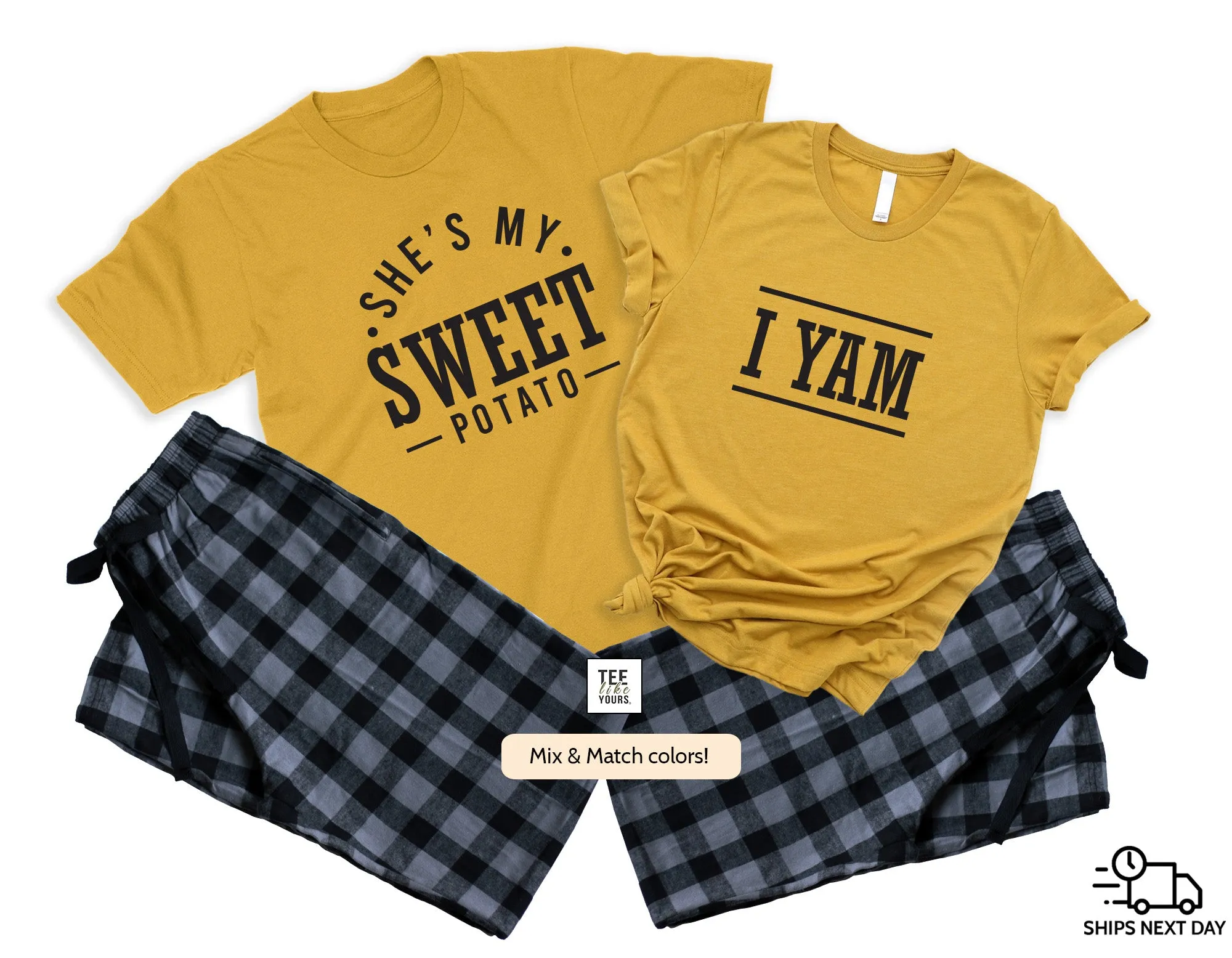 She's My Sweet Potato & I Yam, Matching Fall Pajamas for couples, Thanksgiving gift for Him, Couple loungewear, October Anniversary Gift