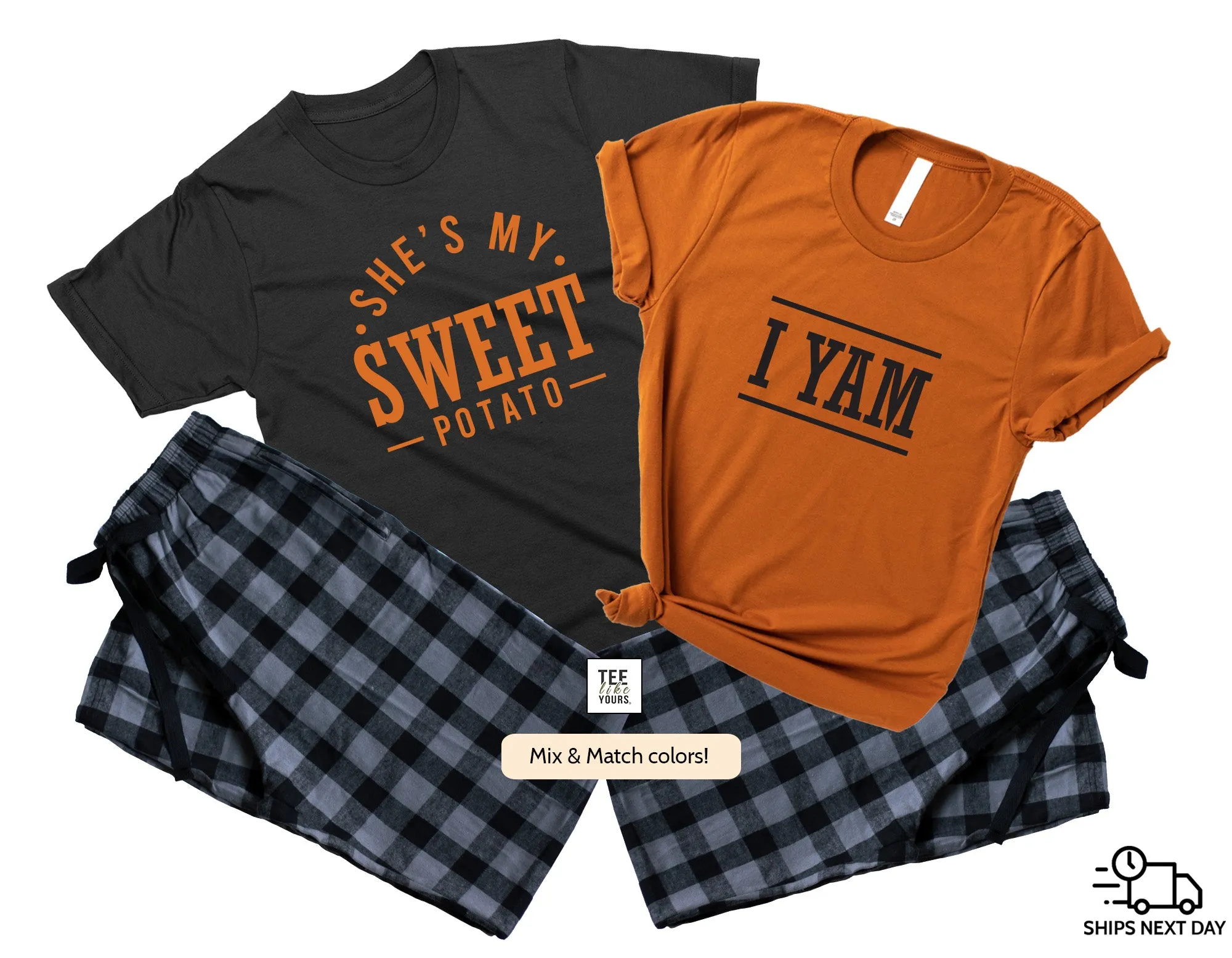 She's My Sweet Potato & I Yam, Matching Fall Pajamas for couples, Thanksgiving gift for Him, Couple loungewear, October Anniversary Gift