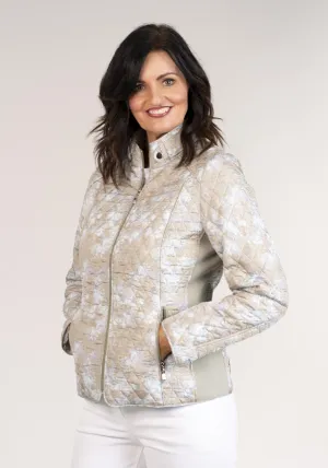 Short Printed Quilted Jacket - Green