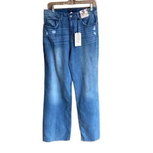 𝅺sincerely Jules wide leg super high rise distressed jeans with unfinished hem