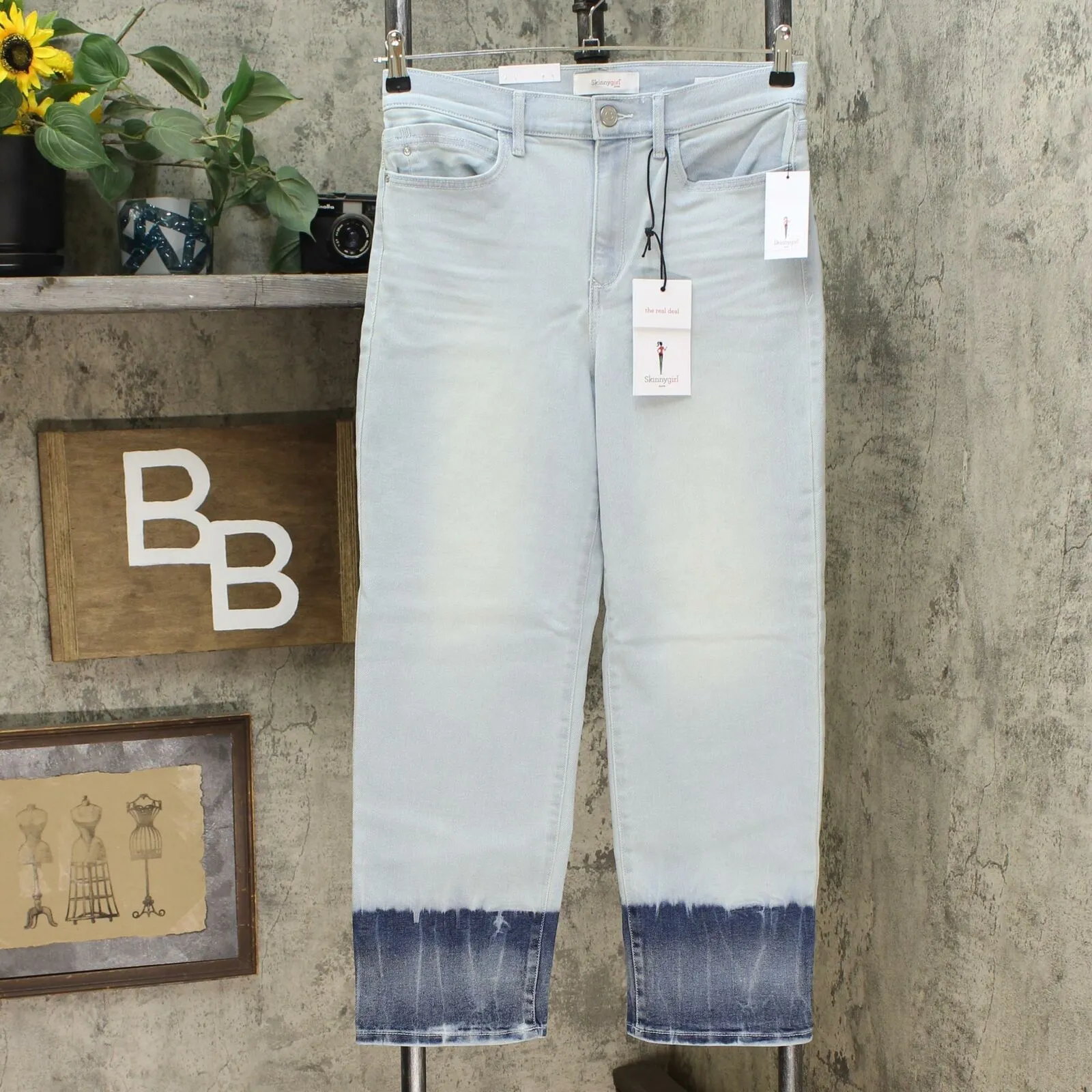 Skinnygirl Women's High Rise Straight Cropped Jeans