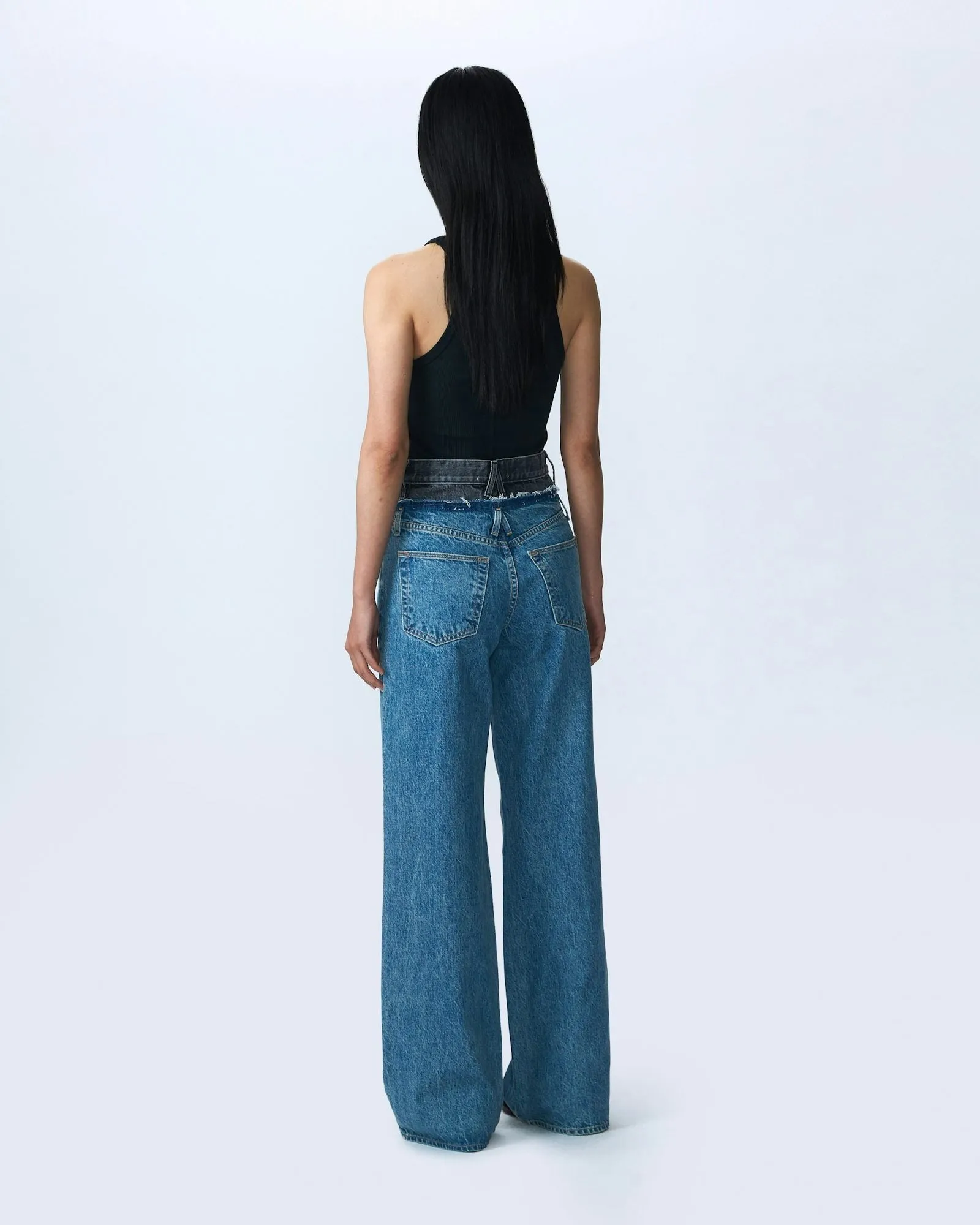 SLVRLAKE Re-Work Eva Double Waistband Jeans in Pacific Moon Blue