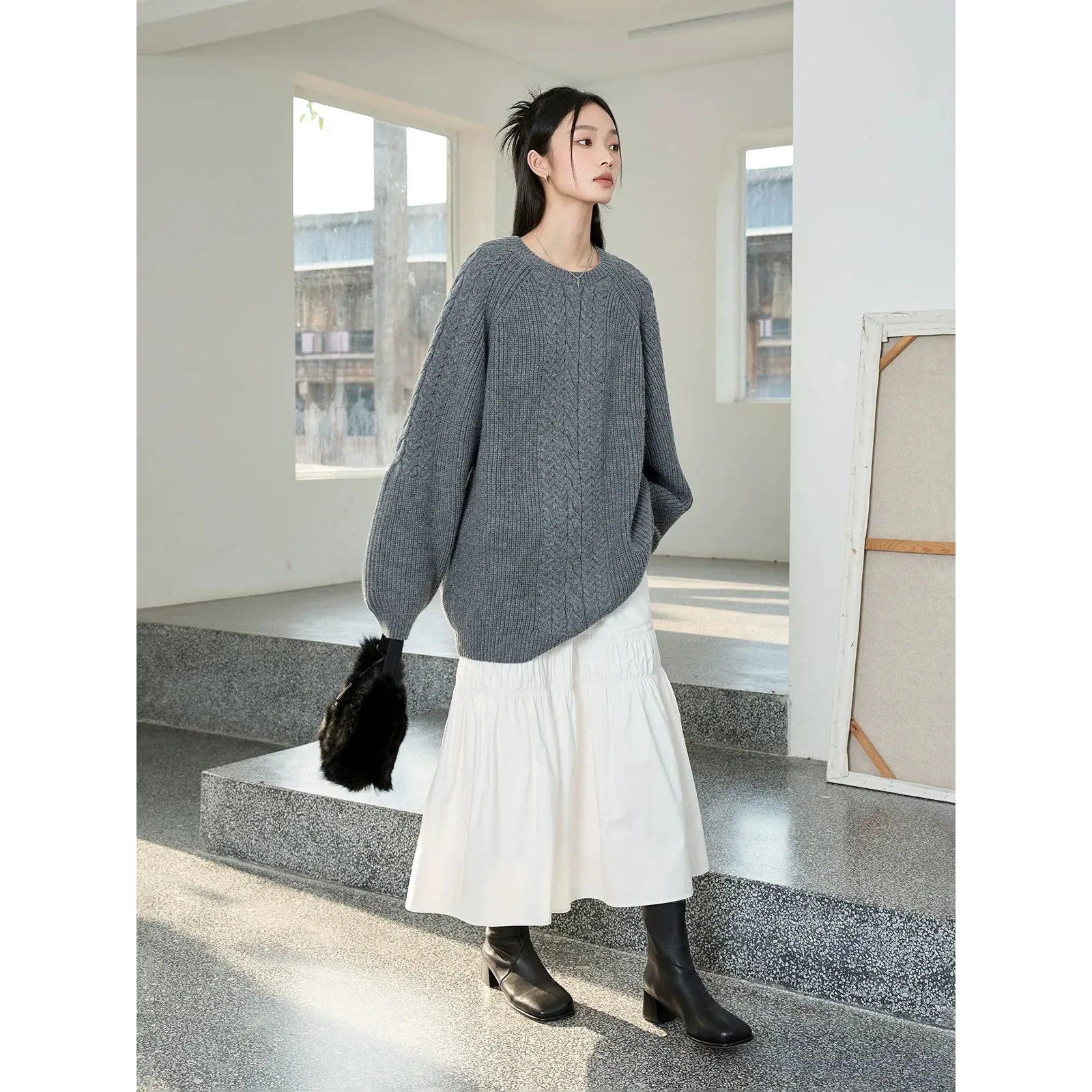 Sophisticated Cotton A-line Skirt