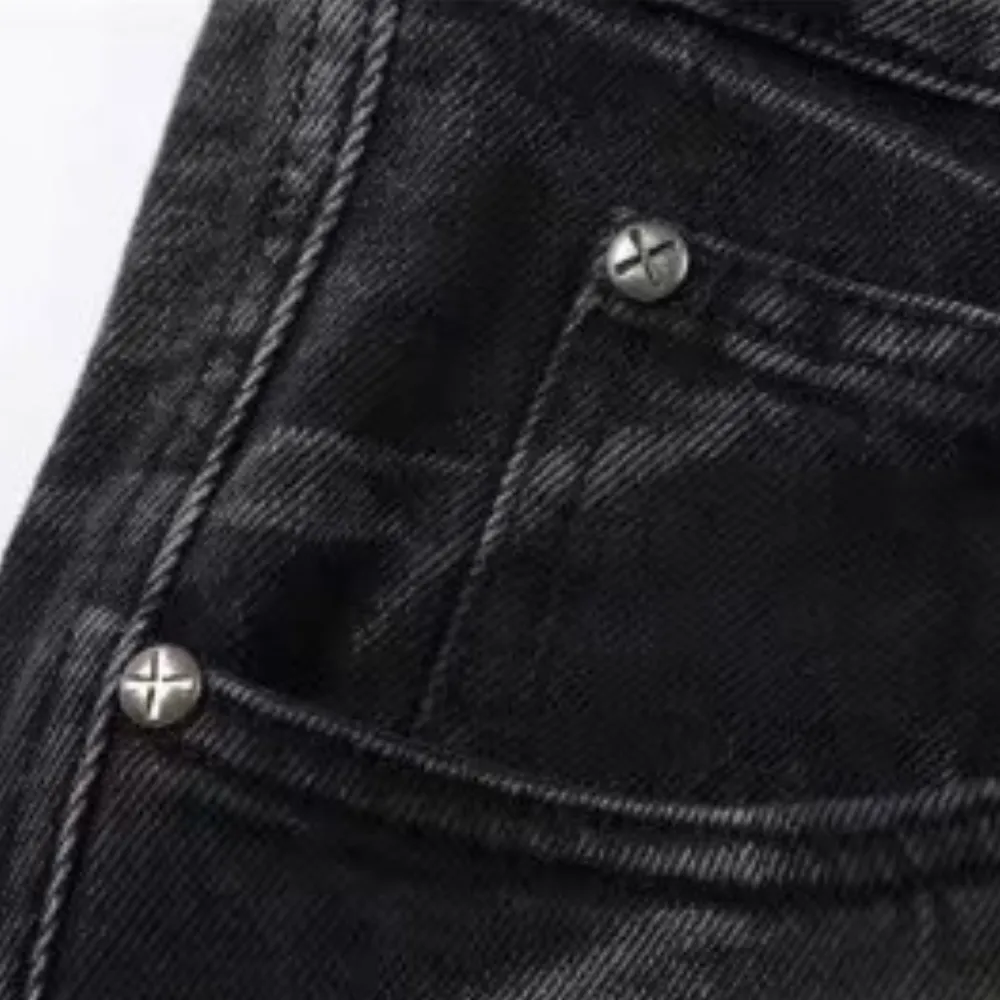 Spliced wide-leg jeans