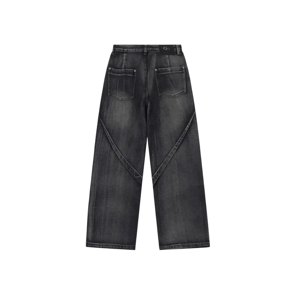 Spliced wide-leg jeans