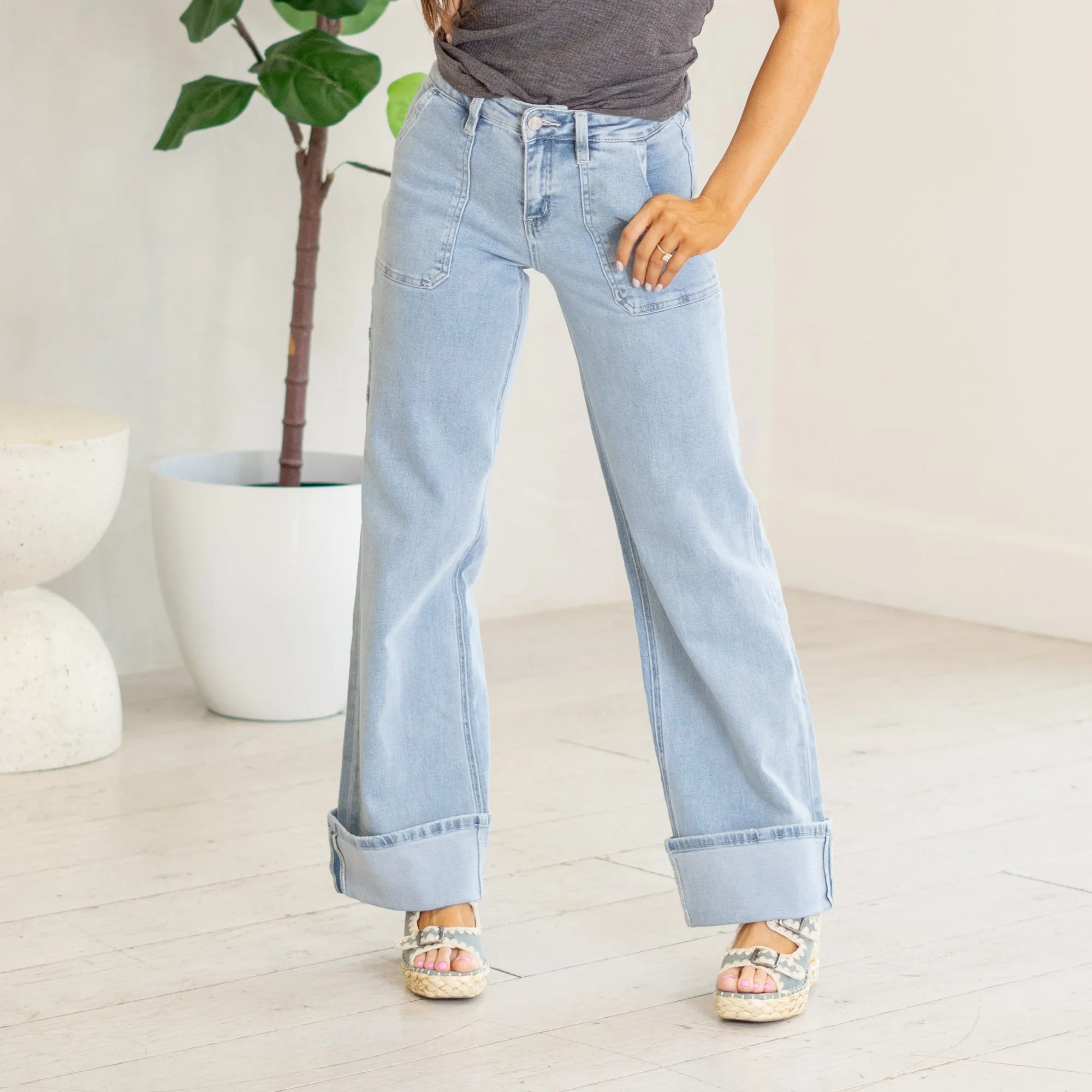 Stellar High Rise Cuffed Carpenter Wide Leg