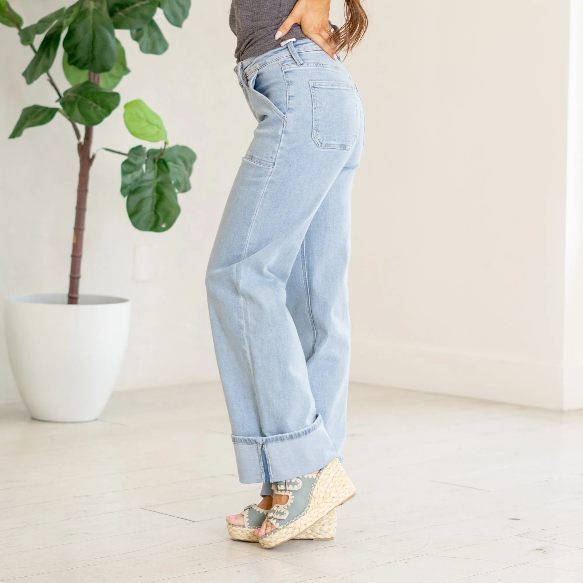Stellar High Rise Cuffed Carpenter Wide Leg