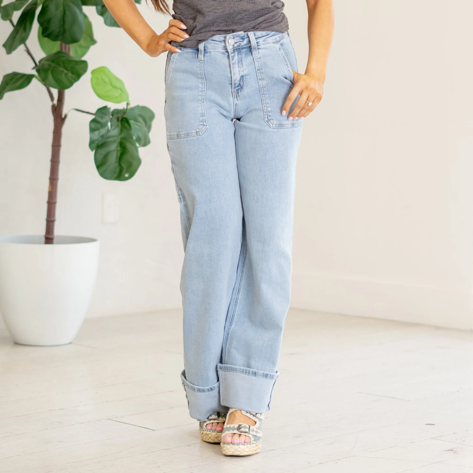 Stellar High Rise Cuffed Carpenter Wide Leg