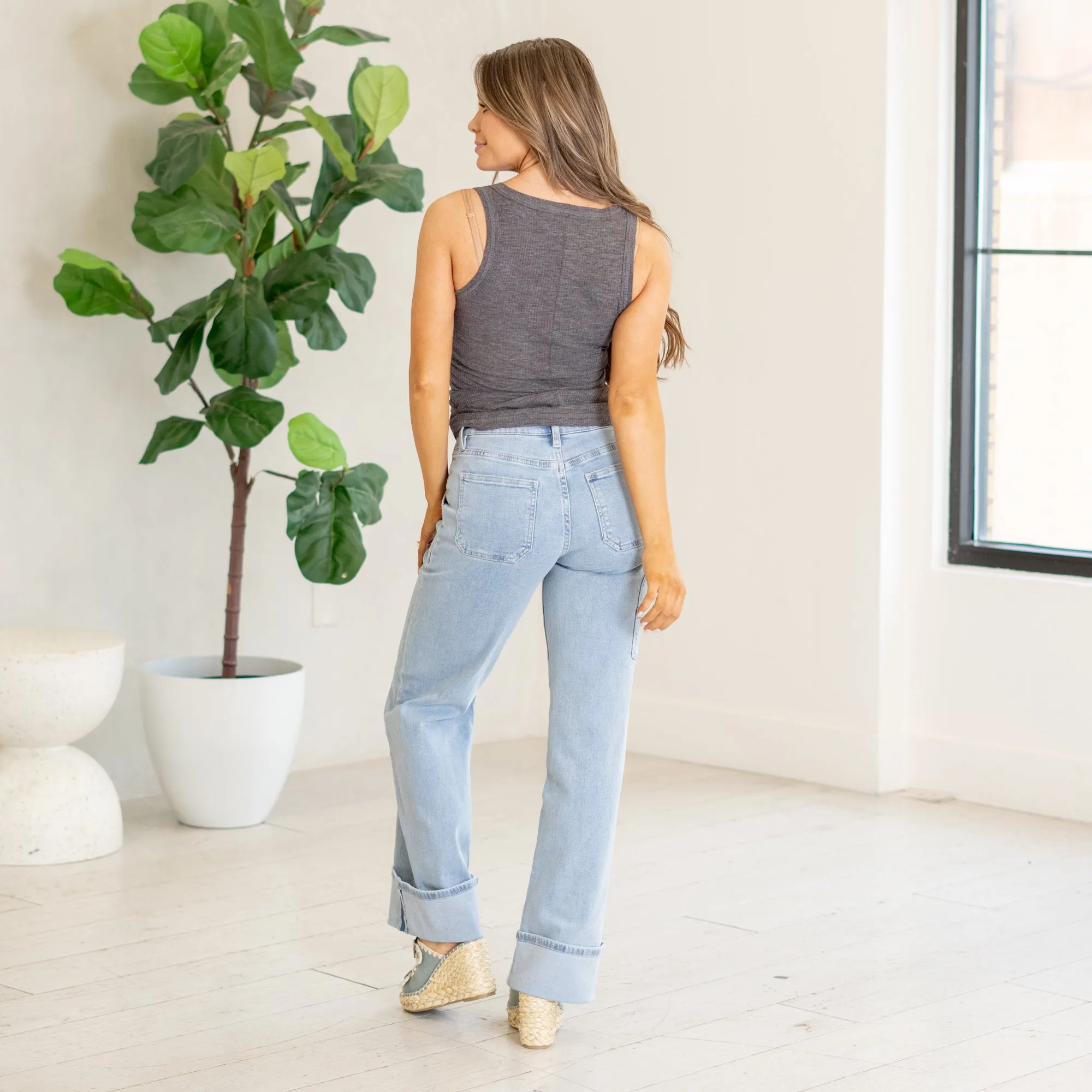 Stellar High Rise Cuffed Carpenter Wide Leg