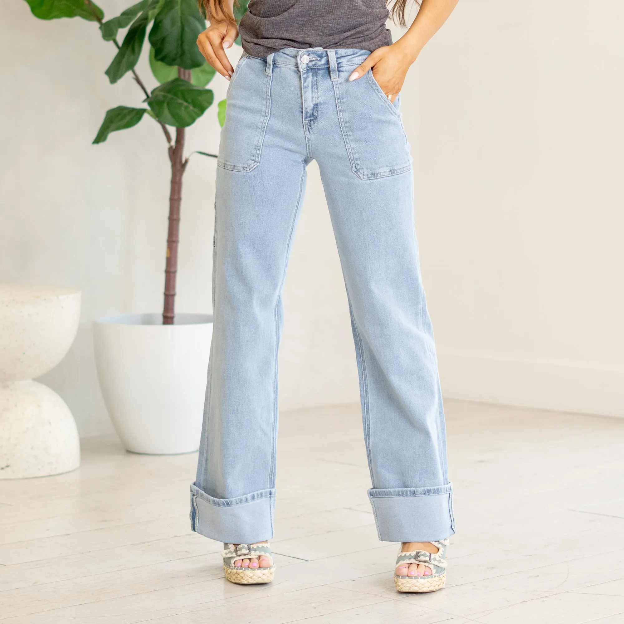 Stellar High Rise Cuffed Carpenter Wide Leg