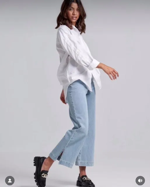 STYLE LAUNDRY Cropped High-waisted Wide Leg Jeans