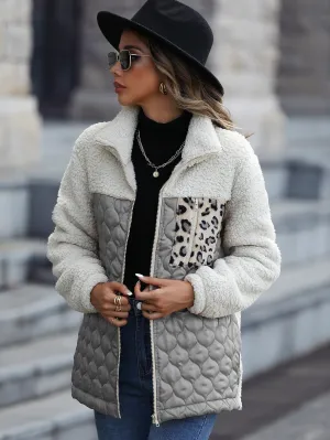 Stylish Sherpa Coat with Printed Pocket by WOLFFMODE