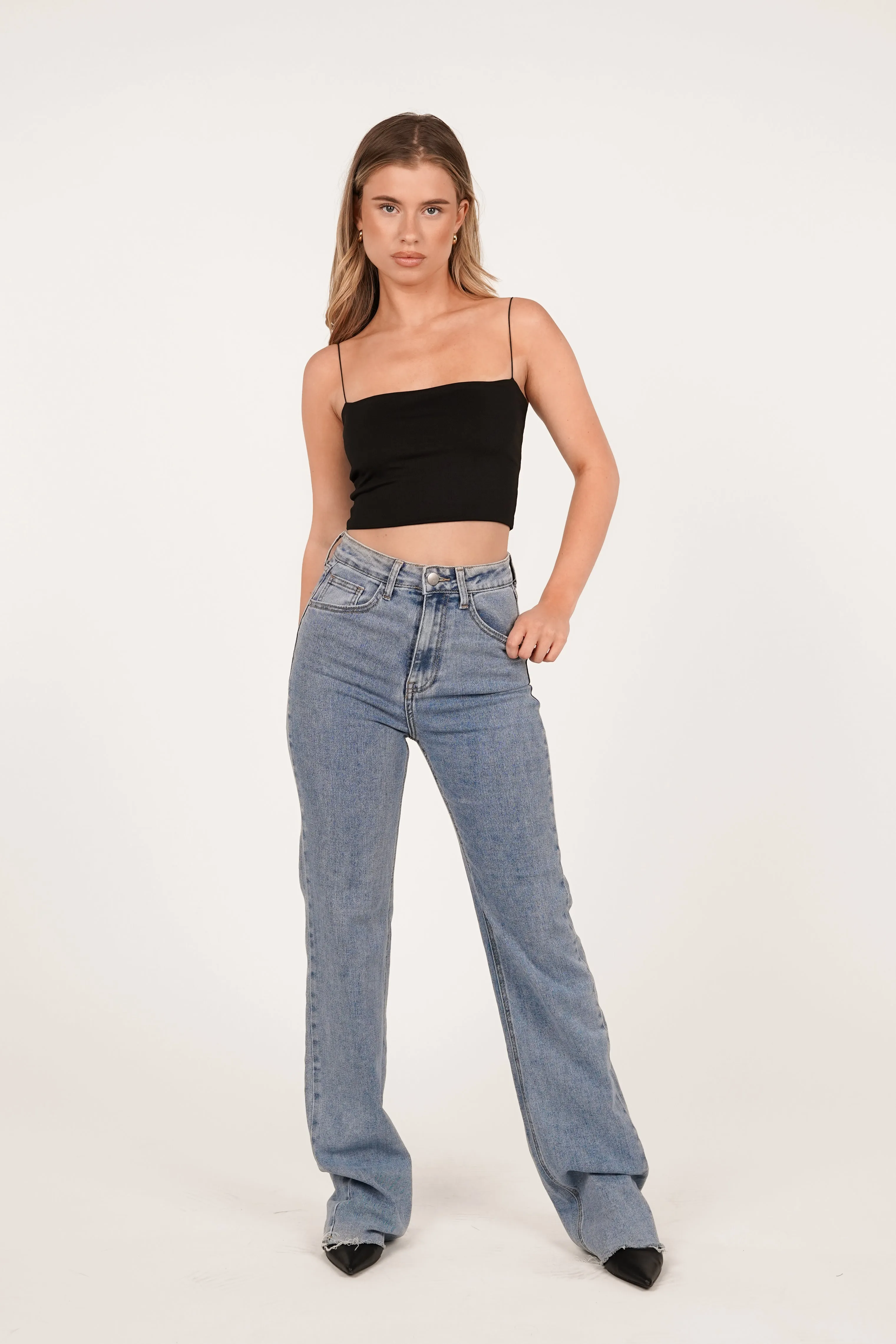 Tall wide leg jeans blauw - Leona
