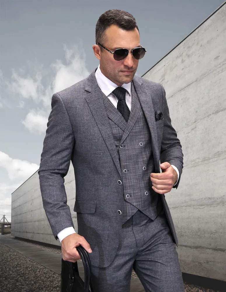TARBONI 3 PC CHARCOAL MODERN FIT SUIT