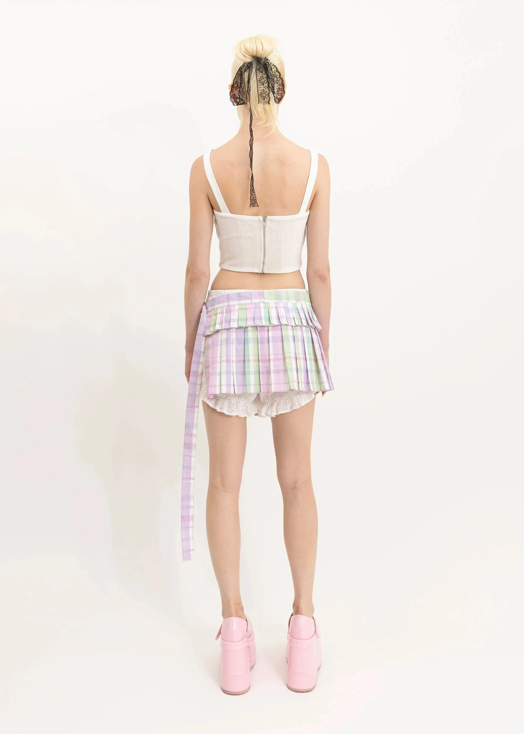 Tartan pleated half skirt