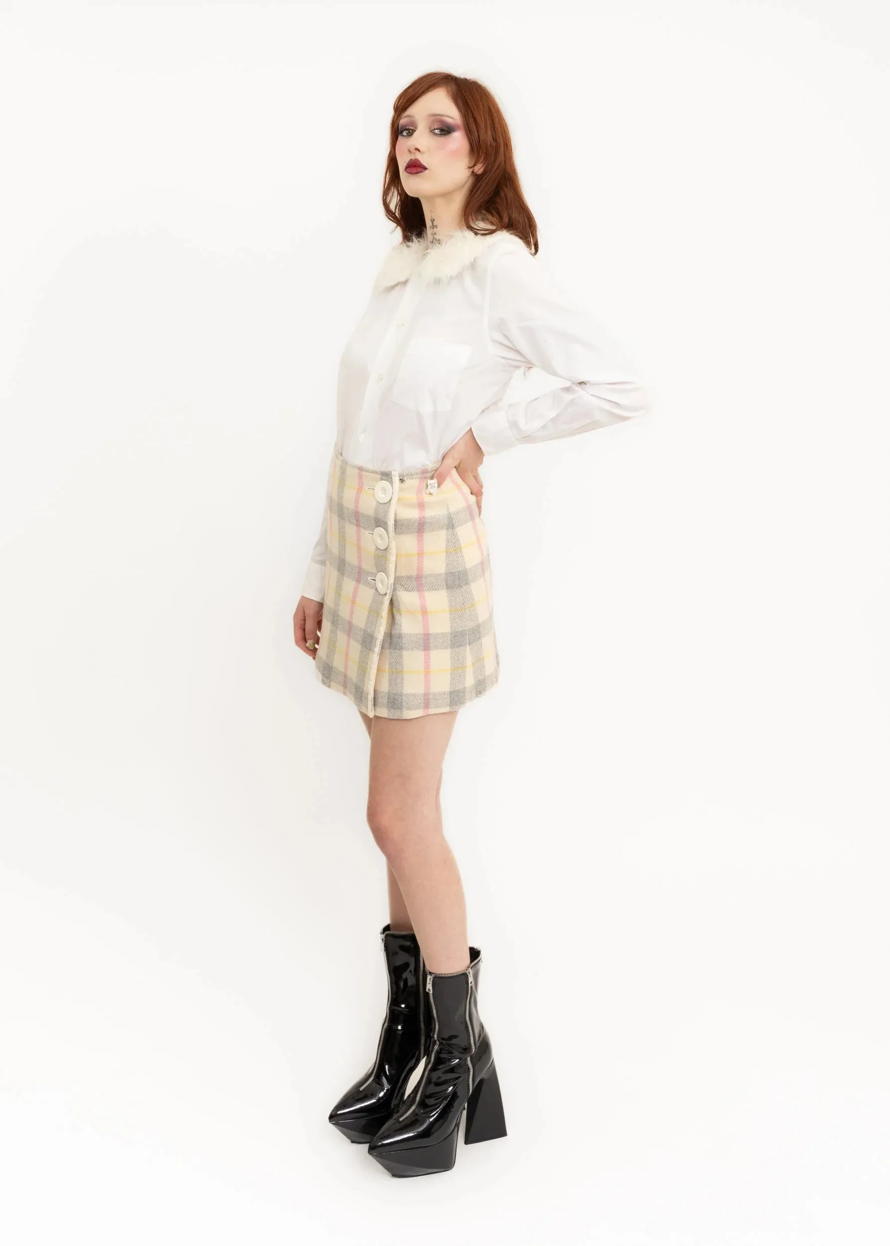 Tartan wool mini skirt