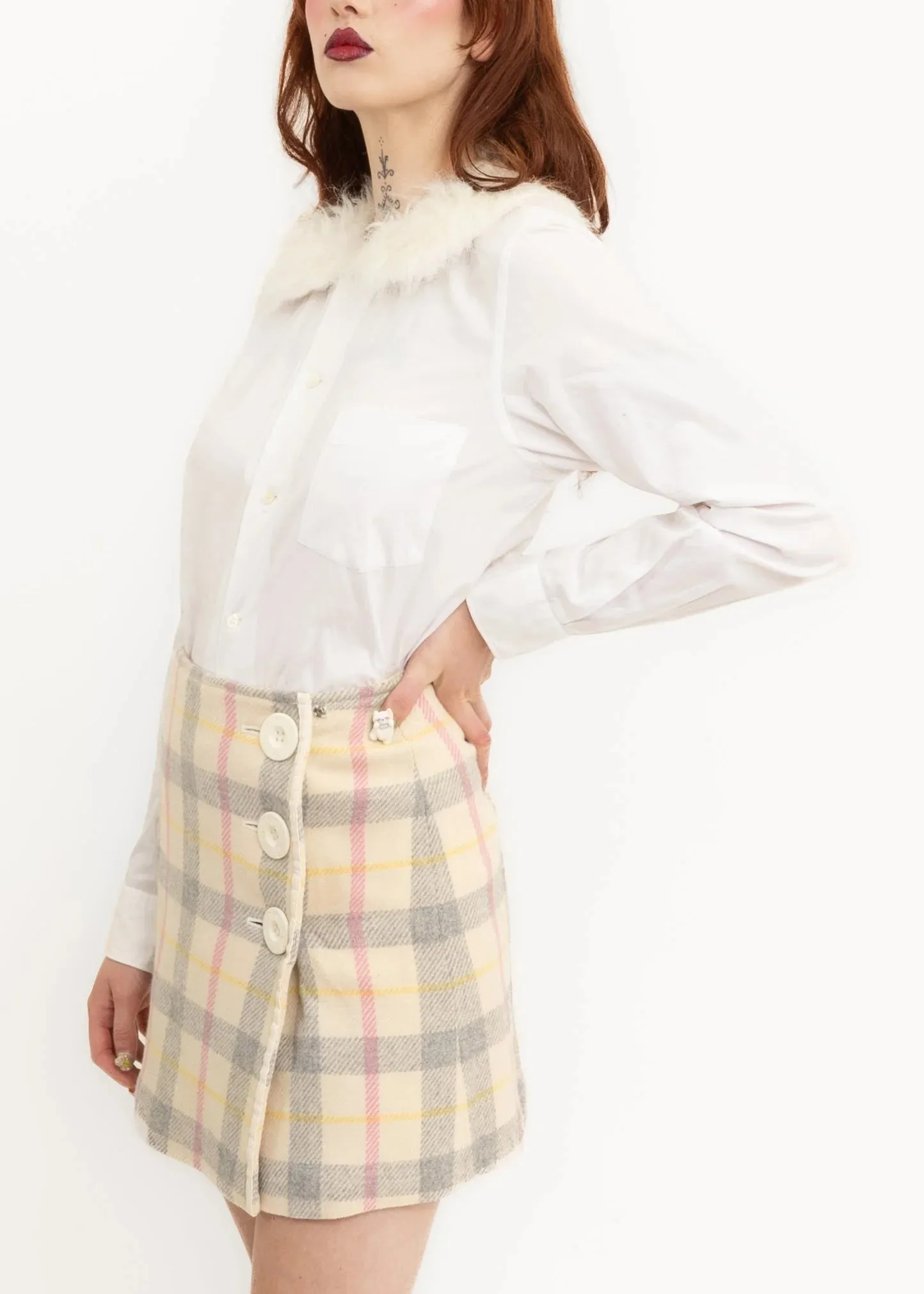 Tartan wool mini skirt