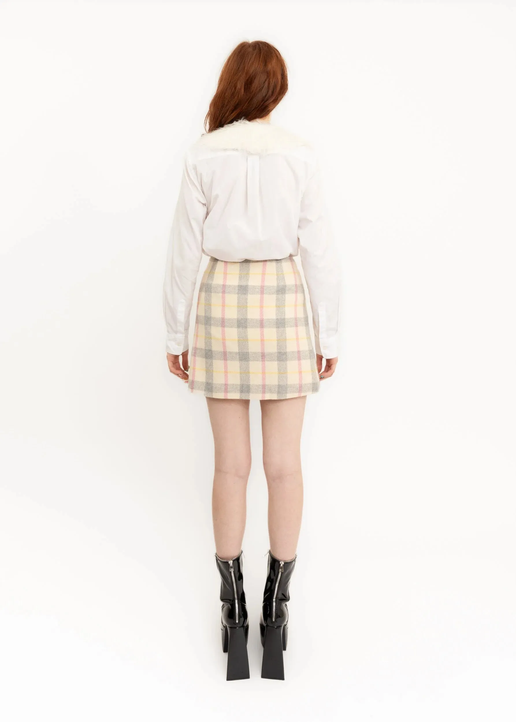 Tartan wool mini skirt