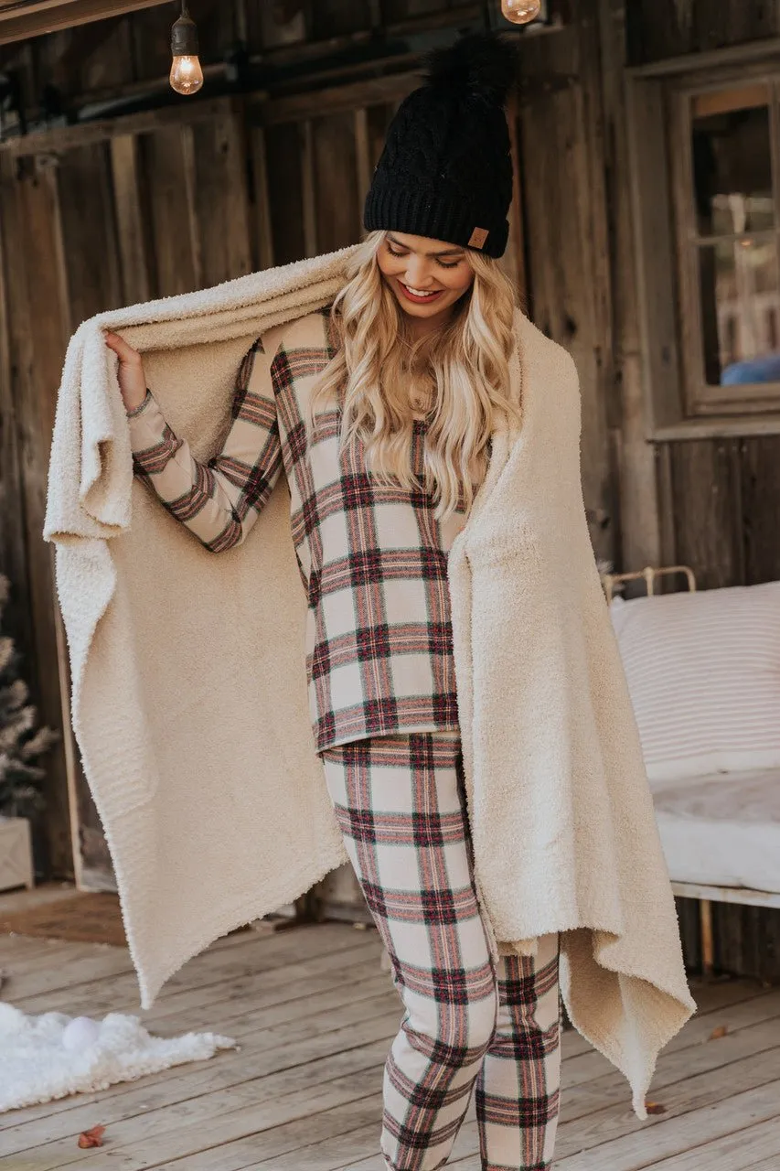 Taupe Tartan Plaid Jogger Pajama Pants - FINAL SALE