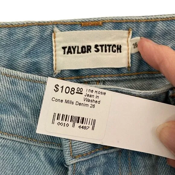 Taylor Stitch Rosie Jean Womens 26 In Washed Cone Mills Cropped Denim Jeans NEW