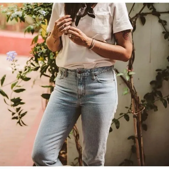 Taylor Stitch Rosie Jean Womens 26 In Washed Cone Mills Cropped Denim Jeans NEW