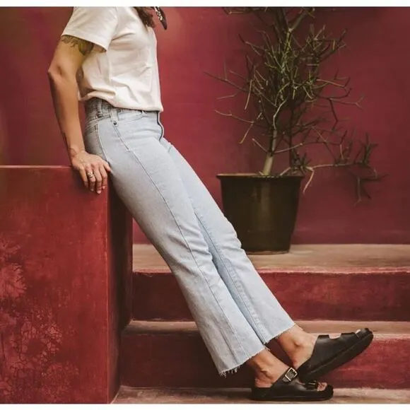 Taylor Stitch Rosie Jean Womens 26 In Washed Cone Mills Cropped Denim Jeans NEW
