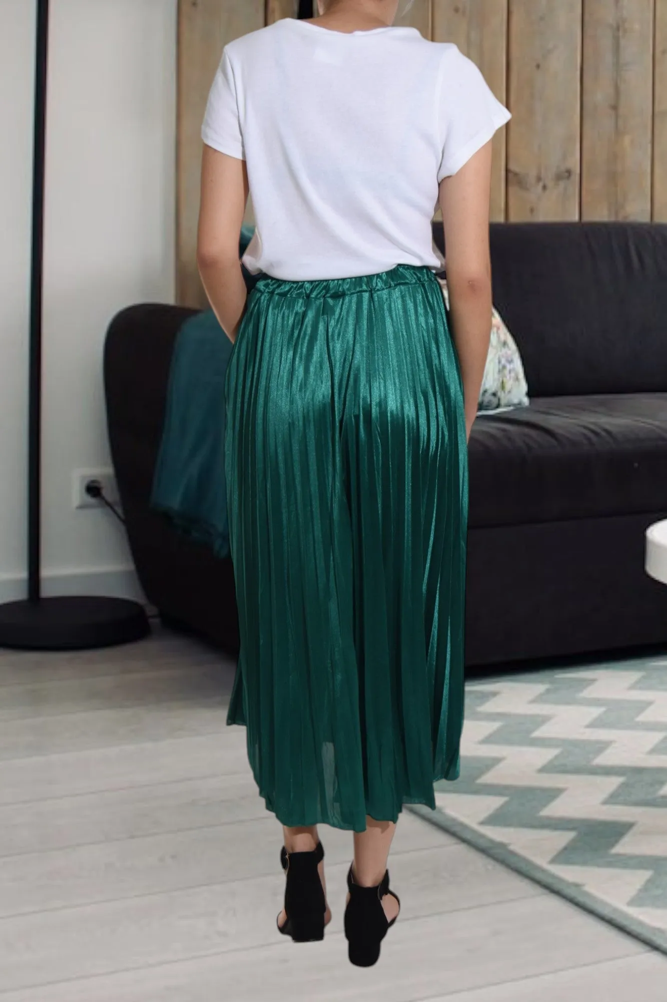 Teal Elasticated Pleated Skirt