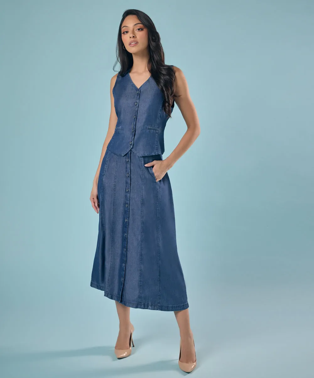 Tencel Front Buttoned Skirt