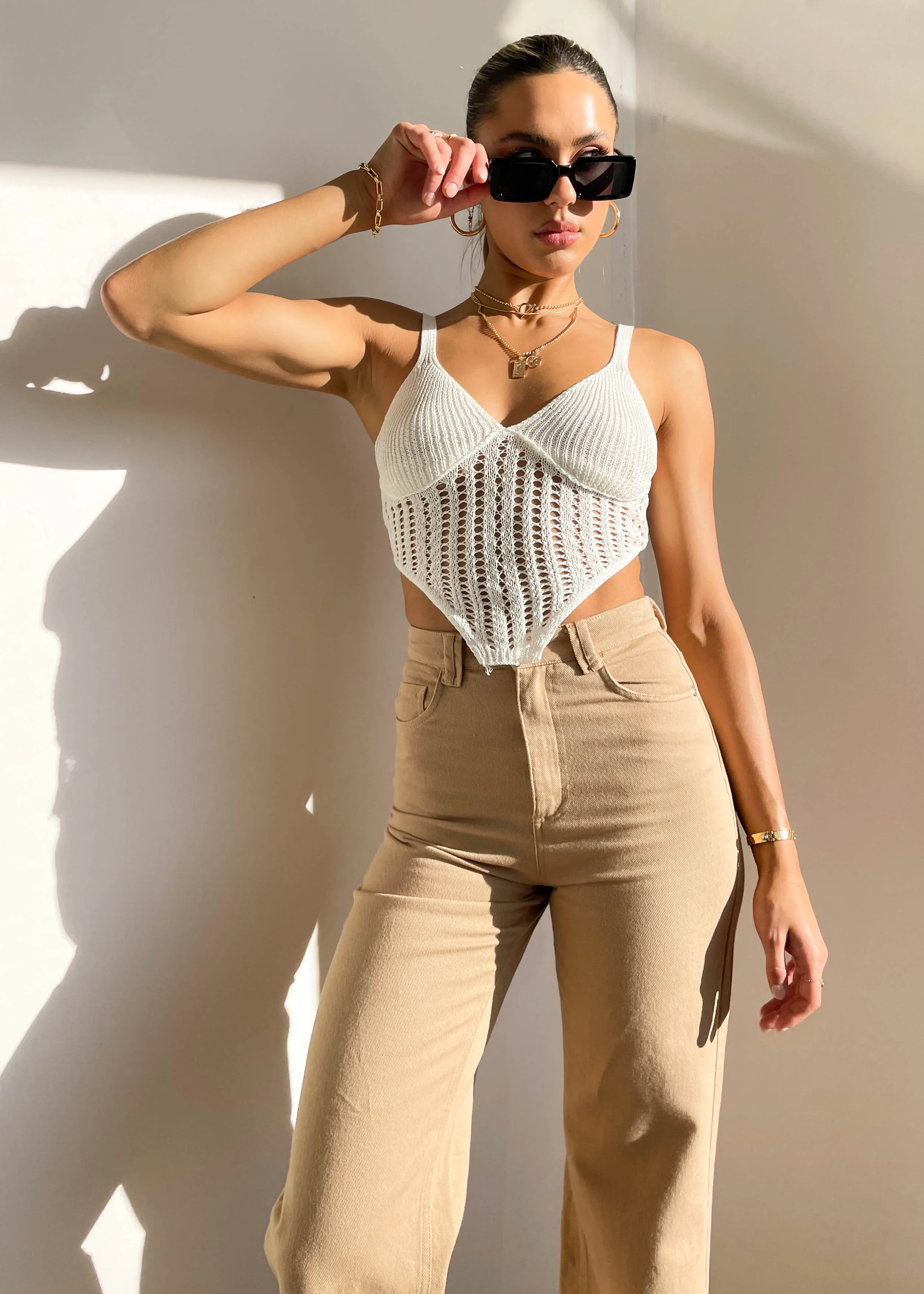 Texah Wide Leg Jeans - Beige