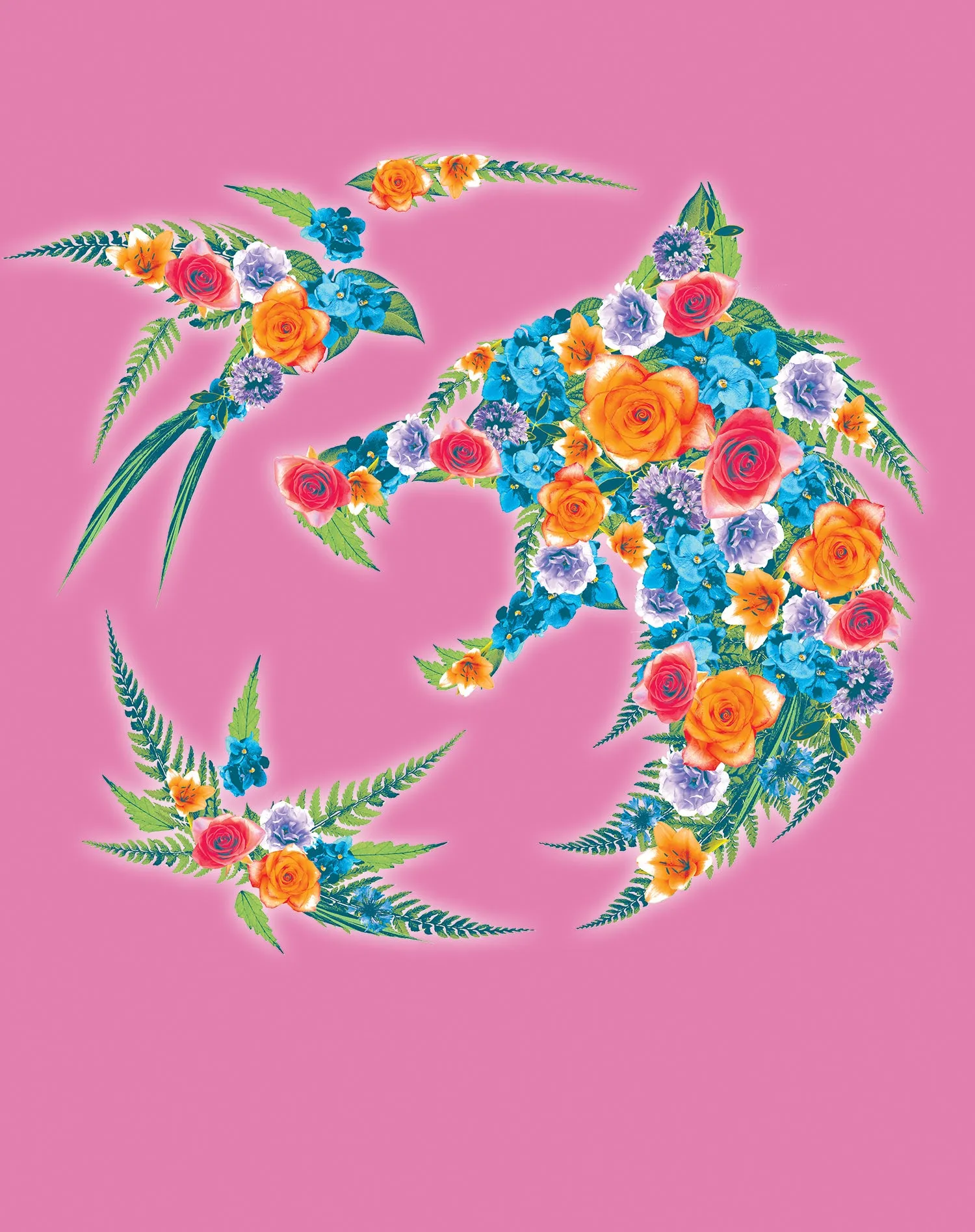 The Witcher Logo Collage Flowers Official Men's T-Shirt