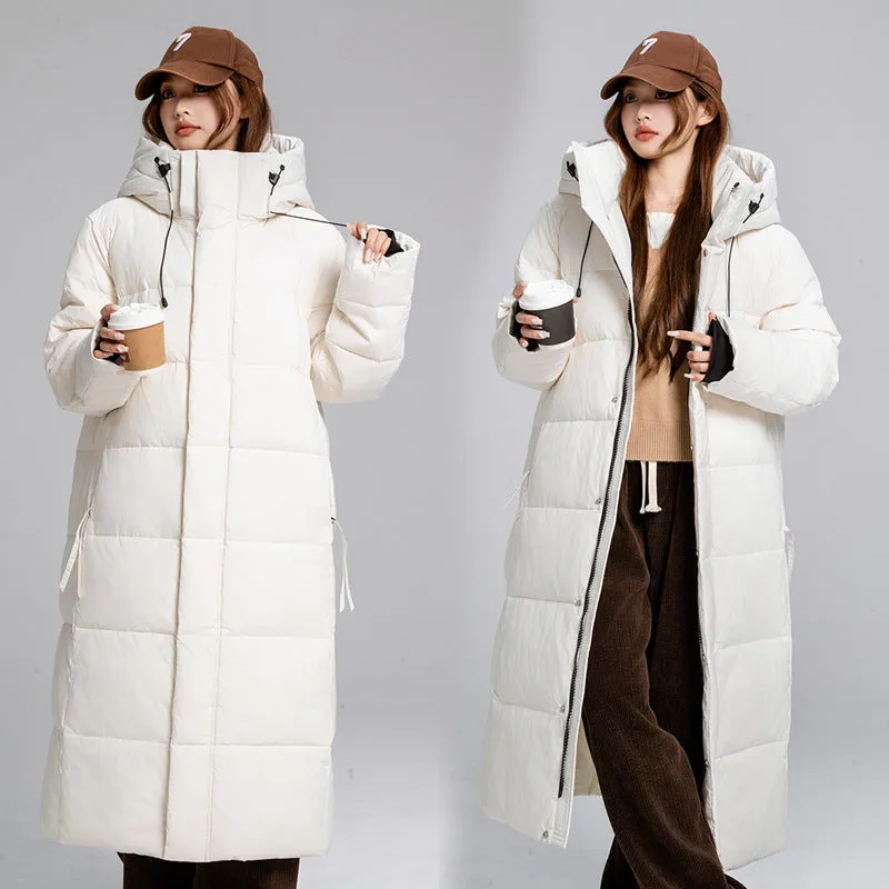 Thickened Solid Padded Full-zip Puffer Coat for Women