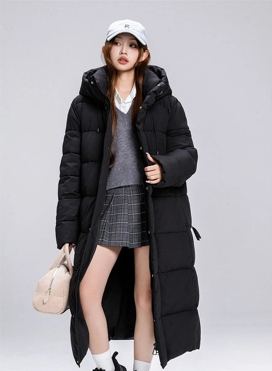 Thickened Solid Padded Full-zip Puffer Coat for Women