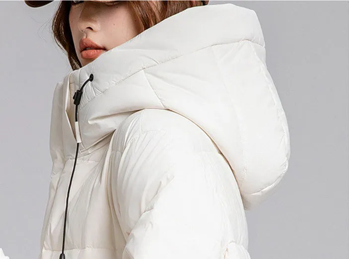 Thickened Solid Padded Full-zip Puffer Coat for Women